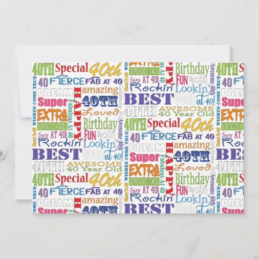 Unieke en speciale 40ste verjaardagsfeestgeschenke kaart (Achterkant)