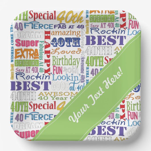 Unieke en speciale 40ste verjaardagsfeestgeschenke papieren bordje (Voorkant)