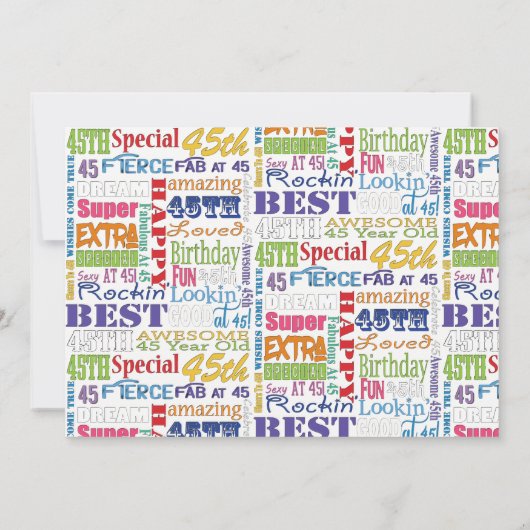 Unieke en speciale 45e verjaardagsfeestgeschenken kaart (Achterkant)