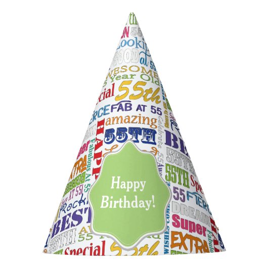 Unieke en speciale 55e verjaardag feestartikelen feesthoedjes (Voorkant)