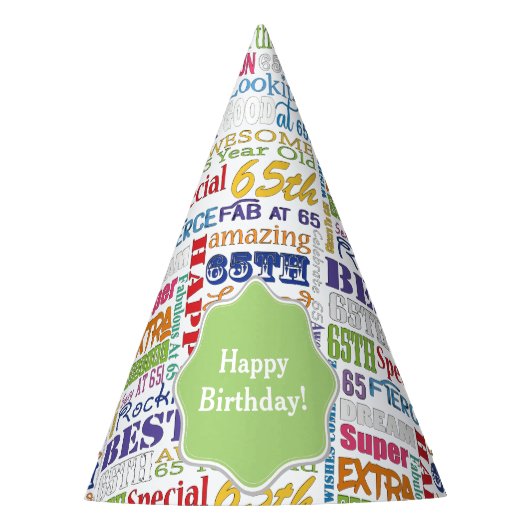 Unieke en speciale 65e verjaardag feestartikelen feesthoedjes (Voorkant)