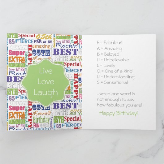 Unieke en speciale 65e verjaardag feestartikelen kaart (Binnen)