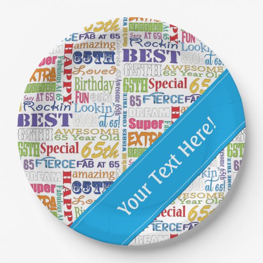 Unieke en speciale 65e verjaardag feestartikelen papieren bordje (Voorkant)