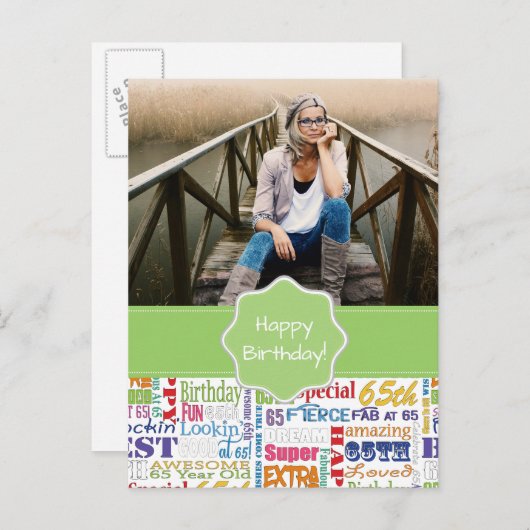 Unieke en speciale 65e verjaardag feestartikelen uitnodiging briefkaart (Voorkant / Achterkant)