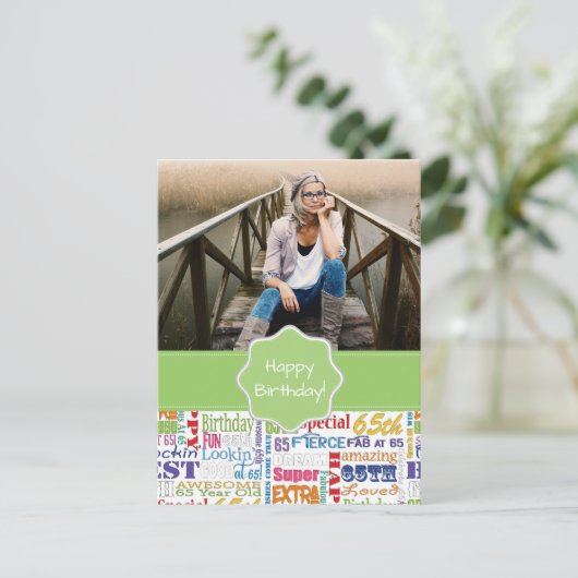 Unieke en speciale 65e verjaardag feestartikelen uitnodiging briefkaart (Staand voorkant)