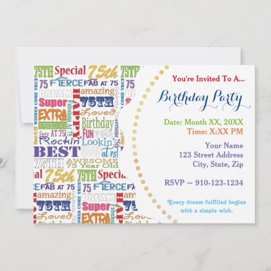 Unieke en speciale 75e verjaardag feestartikelen kaart (Voorkant)
