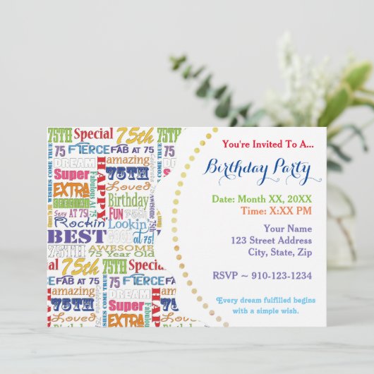 Unieke en speciale 75e verjaardag feestartikelen kaart (Staand voorkant)