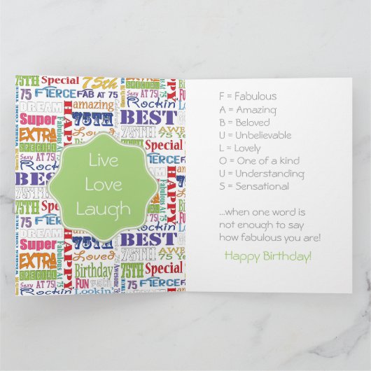 Unieke en speciale 75e verjaardag feestartikelen kaart (Binnen)