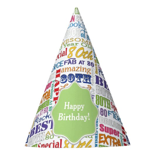 Unieke en speciale 80e verjaardag feestartikelen feesthoedjes (Voorkant)
