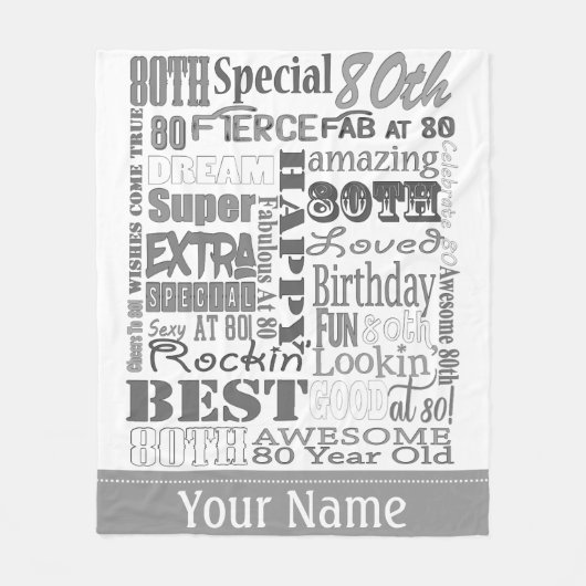Unieke en speciale 80e verjaardag feestartikelen fleece deken (Voorkant)