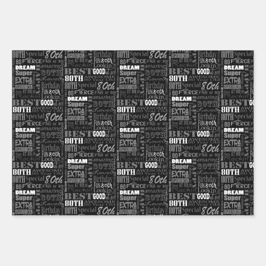 Unieke en speciale 80e verjaardag feestartikelen inpakpapier vel (Voorkant 3)