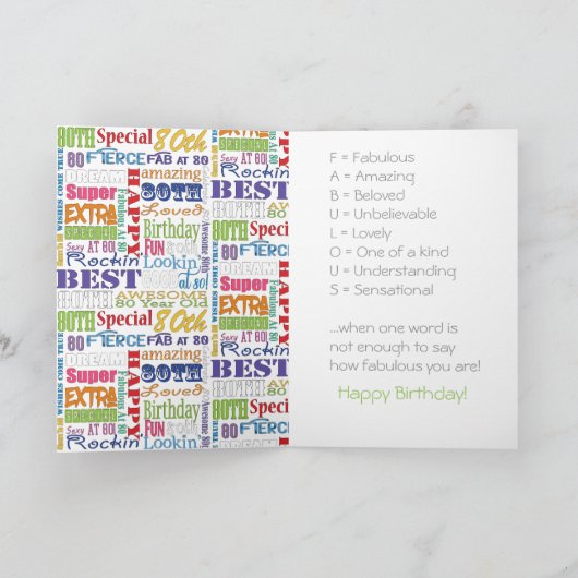 Unieke en speciale 80e verjaardag feestartikelen kaart (Binnen)