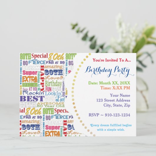 Unieke en speciale 80e verjaardag feestartikelen kaart (Staand voorkant)