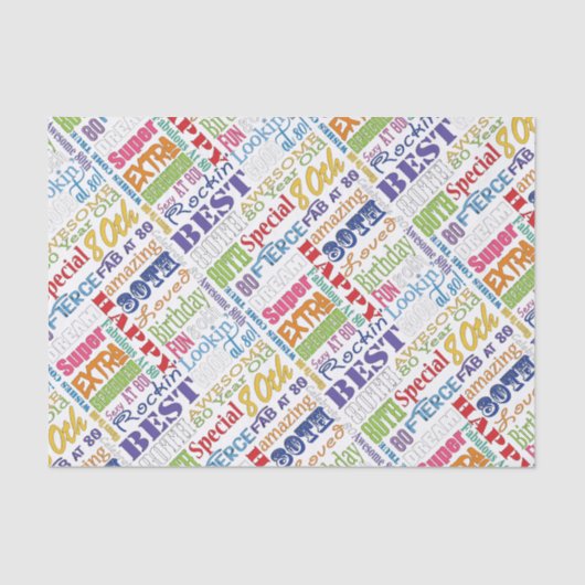 Unieke en speciale 80e verjaardag feestartikelen tissuepapier (Voorkant)