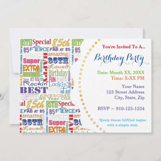 Unieke en speciale 85e verjaardag feestartikelen kaart (Voorkant)