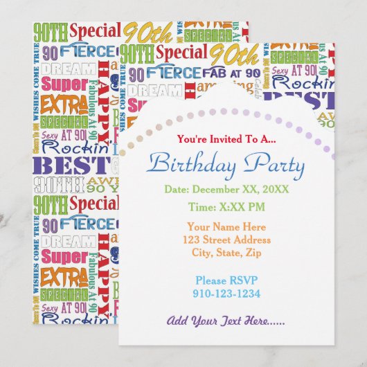 Unieke en speciale cadeautjes van 90e verjaardag kaart (Voorkant / Achterkant)