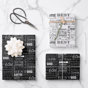 Unieke en speciale cadeautjes van de 60e verjaarda inpakpapier vel