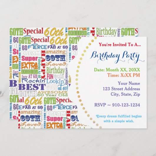 Unieke en speciale cadeautjes van de 60e verjaarda kaart (Voorkant / Achterkant)