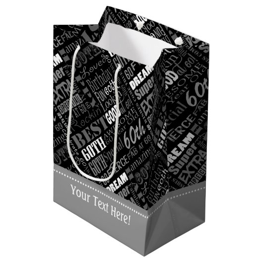 Unieke en speciale cadeautjes van de 60e verjaarda medium cadeauzakje (Voorkant Gekanteld)