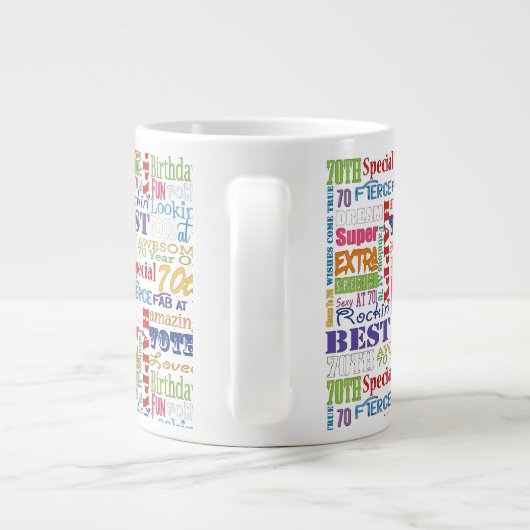 Unieke en speciale cadeautjes van de 70e verjaarda grote koffiekop (Achterkant)