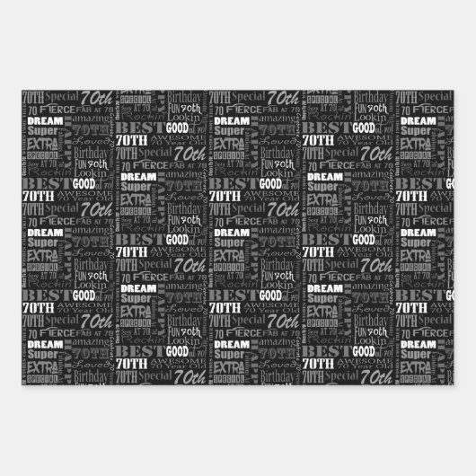 Unieke en speciale cadeautjes van de 70e verjaarda inpakpapier vel (Voorkant)