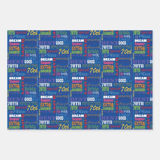 Unieke en speciale cadeautjes van de 70e verjaarda inpakpapier vel (Voorkant 2)