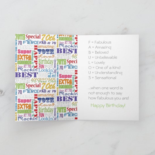 Unieke en speciale cadeautjes van de 70e verjaarda kaart (Binnen)