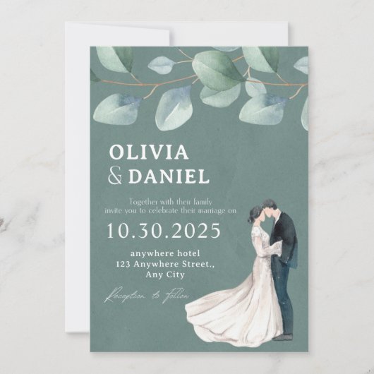 Unieke en stijlvolle huwelijksuitnodiging kaart (Voorkant)
