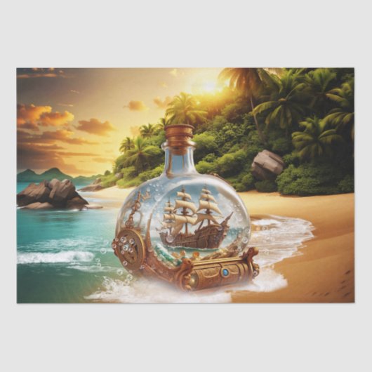 Unieke en verbazingwekkende fles met schip tissuepapier (Voorkant)