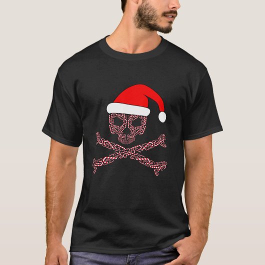 Unieke en Virale Kerst Candy Cane Skulls en C T-shirt (Voorkant)