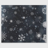 Unieke en Wintry Snowflakes op zwart Cadeaupapier (Vlak)