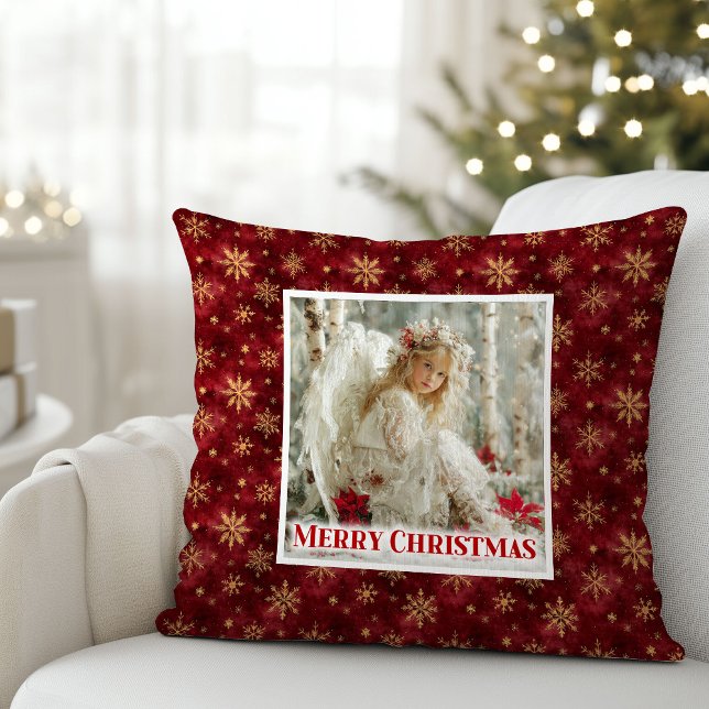 Unieke engel rood goud aangepaste naam beste kerst kussen (Unique Angel Red Gold Custom Name Best Christmas Pillow

)