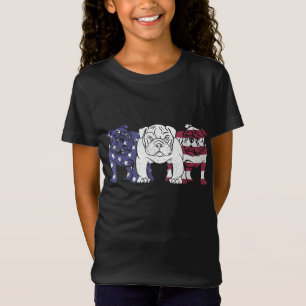 Unieke Engelse Bulldog hond Amerikaanse vlag gesch T-shirt