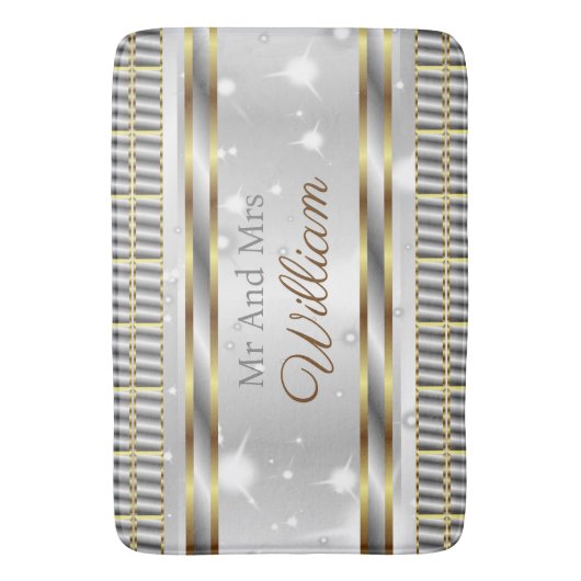 Unieke esthetische gouden zilveren stijlvolle brui badmat (Voorkant Verticaal)