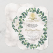 Unieke Eucalyptus Krans Gouden Kruis Heilige Commu Kaart (Voorkant / Achterkant)