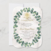 Unieke Eucalyptus Krans Gouden Kruis Heilige Commu Kaart (Voorkant)