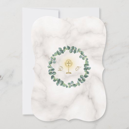 Unieke Eucalyptus Krans Gouden Kruis Heilige Commu Kaart (Achterkant)