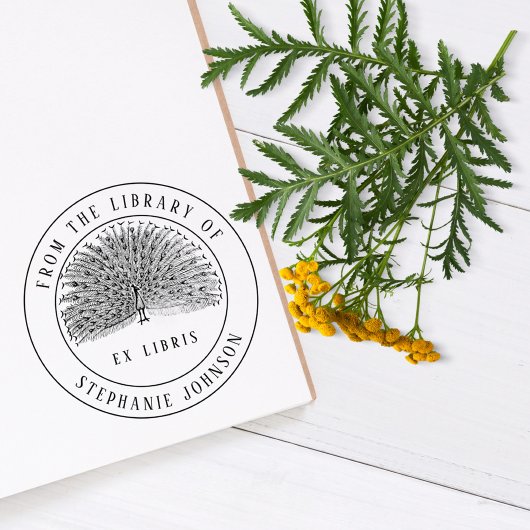 Unieke Ex Libris | Peacock | Boek Zelfinktende Stempel