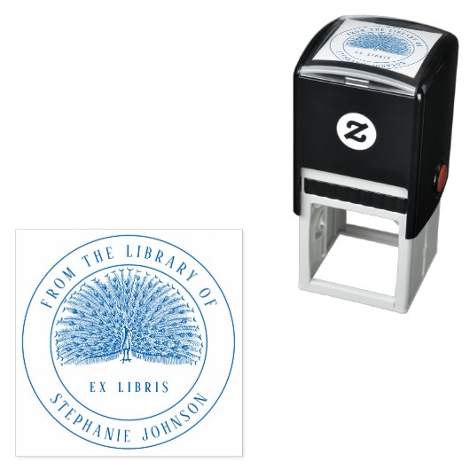 Unieke  Ex Libris | Peacock | Boek Zelfinktende Stempel (In situ)