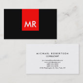 Unieke exclusieve zwarte rode witte speciale monog visitekaartje (Voorkant / Achterkant)