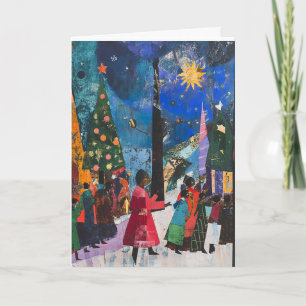 Unieke Expressionistische Boom Winter Vakantiekaar Feestdagen Kaart