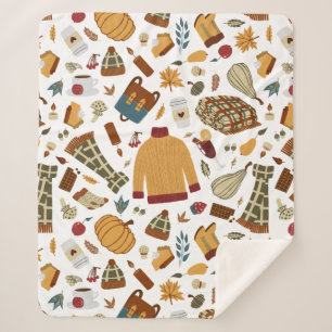Unieke "Fall Leaves Harvest Autumn Pumpkins" Sherpa Deken