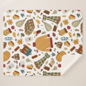 Unieke "Fall Leaves Harvest Autumn Pumpkins" Sherpa Deken (Voorkant (horizontaal))