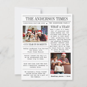 Unieke familie foto krant Kerstmis Feestdagenkaart