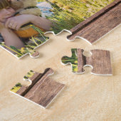 Unieke familieforcollage op bijtschors legpuzzel (Zijkant)