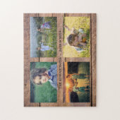 Unieke familieforcollage op bijtschors legpuzzel (Verticaal)