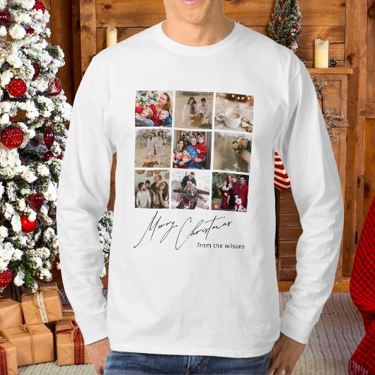 Unieke familiefoto Joyful Christmas gepersonalisee T-shirt