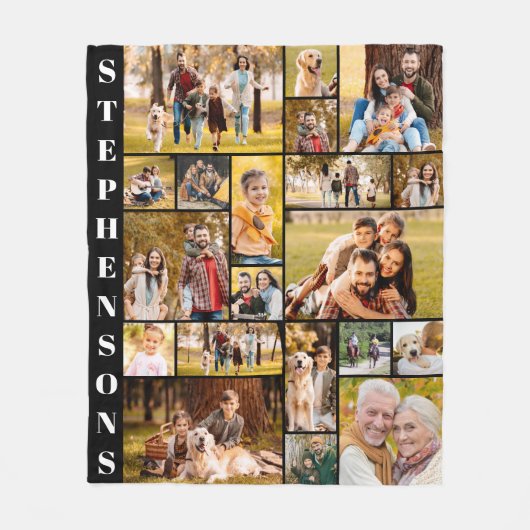 Unieke familienaam 20 Eenvoudig fotocollage Fleece Deken (Voorkant)
