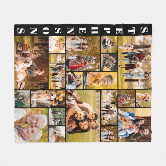 Unieke familienaam 20 Eenvoudig fotocollage Fleece Deken (Voorkant (Horizontaal))