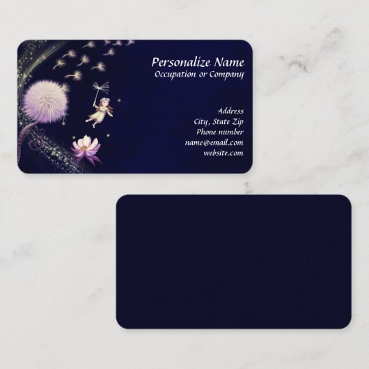 Unieke Fantasy Fairy Wish Dandelions Visitekaartje (Voorkant / Achterkant)